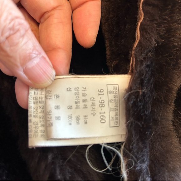 Ladies brown sheepskin coat with fur collar and fur trim, size large - Picture 7 of 12